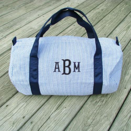 Personalized Baby Duffle Bag Monogram Seersucker Baby Bag 