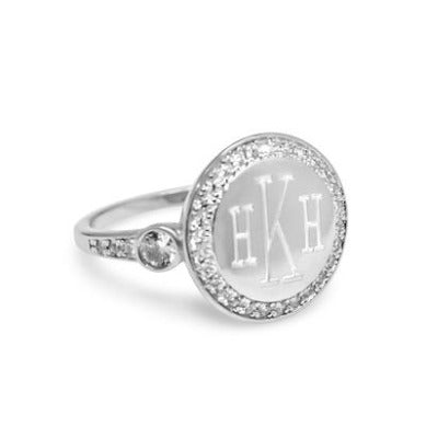 Sterling Silver Monogram Ring Silver Initial Ring 