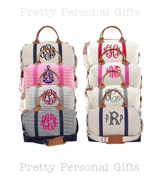 The Jill Weekender Monogram Canvas Duffel Bag, Personalized Weekend Ba – 7  Threads Embroidery