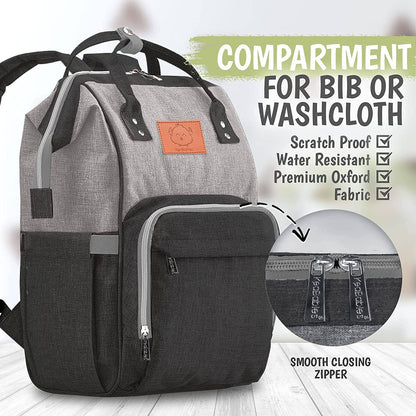 Black and Gray Diaper Bag Backpack with Monogram