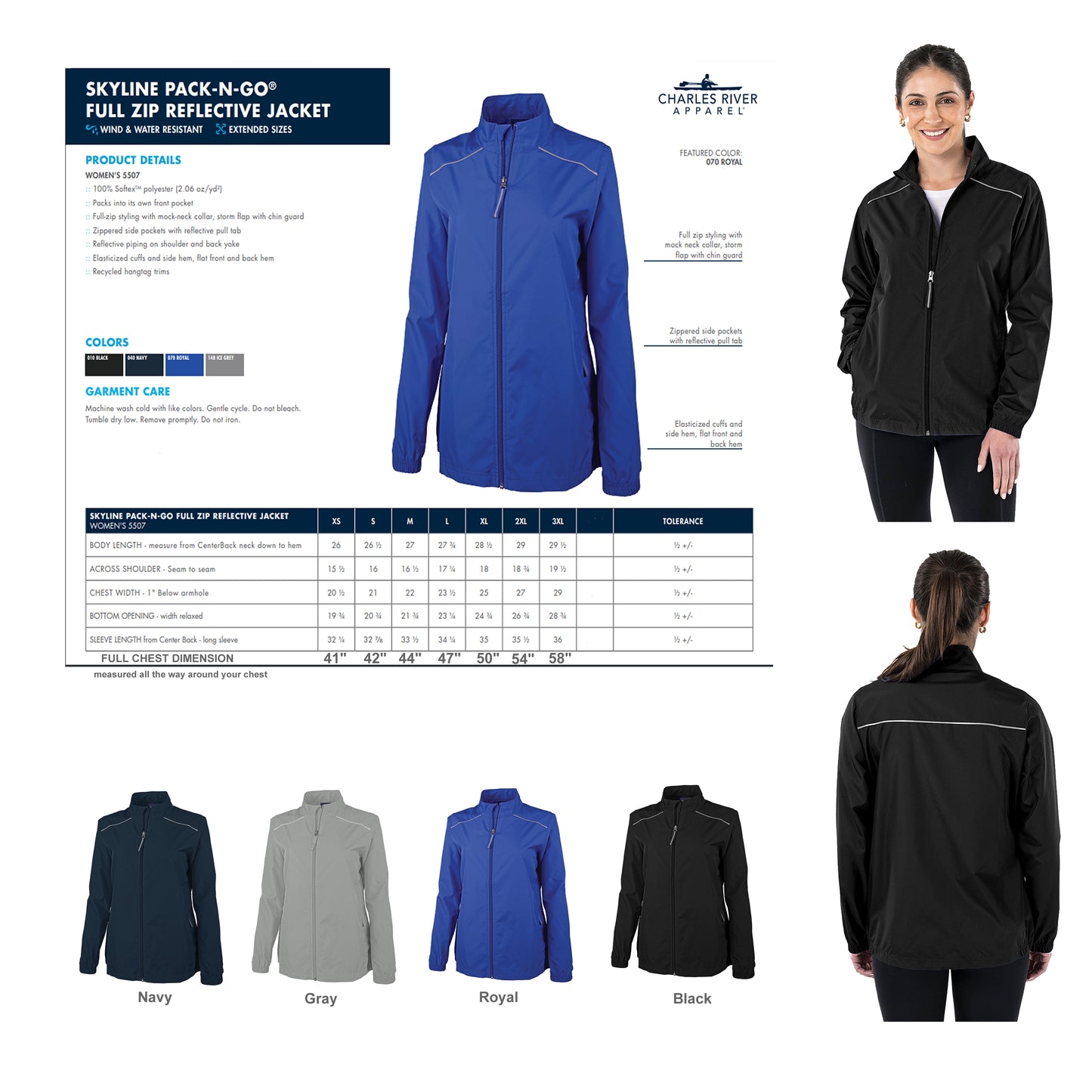 Ladies Skyline Pack-N-Go Full Zip Jacket with Any Lake Name