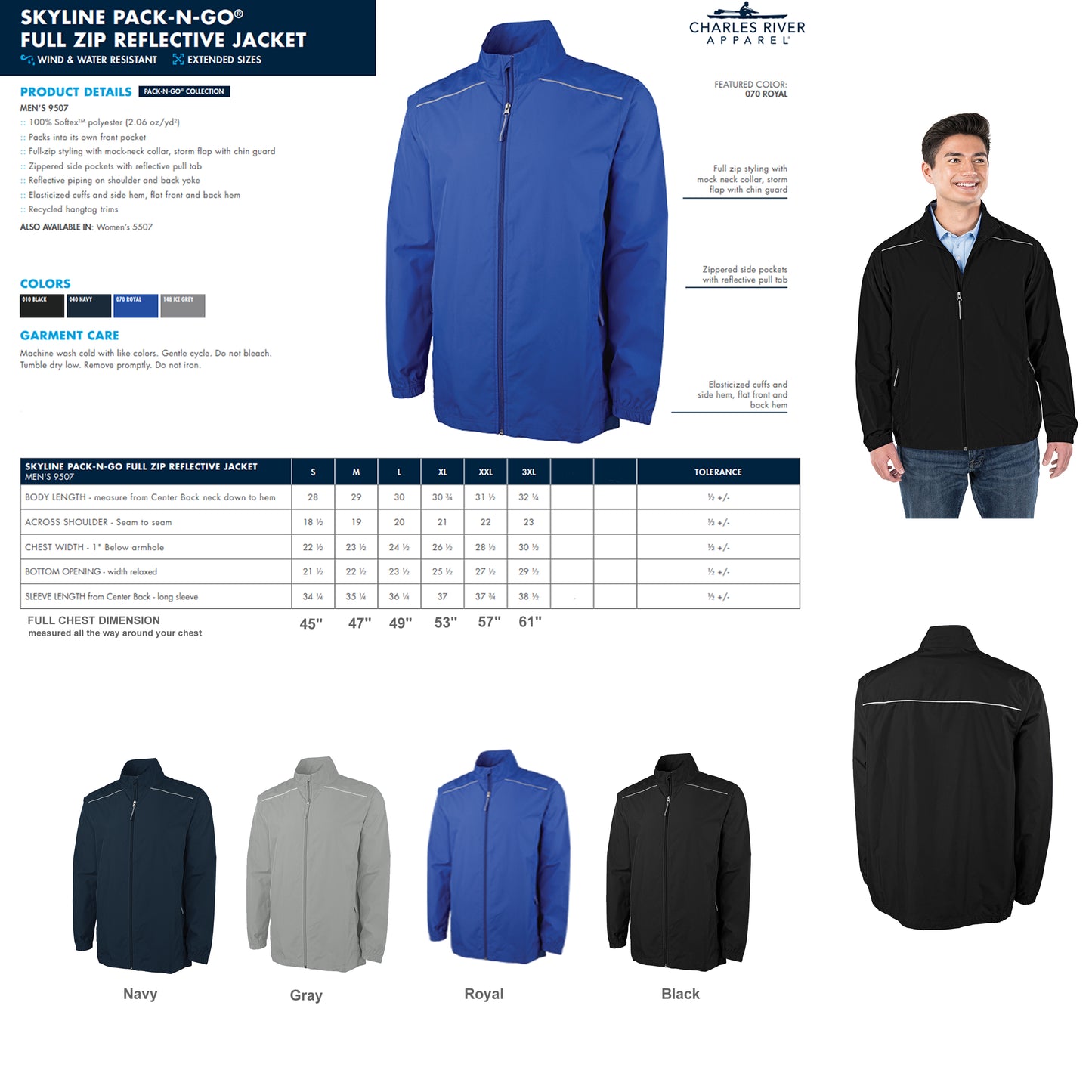 Men's Skyline Pack-N-Go Full Zip Personalized Tennis Jacket