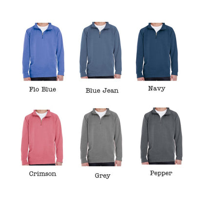 Comfort Colors Quarter Zip Pullover Sweatshirt Monogrammed