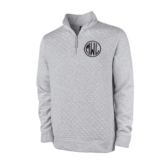 quilted quarter zip sweatshirt for men with monogram