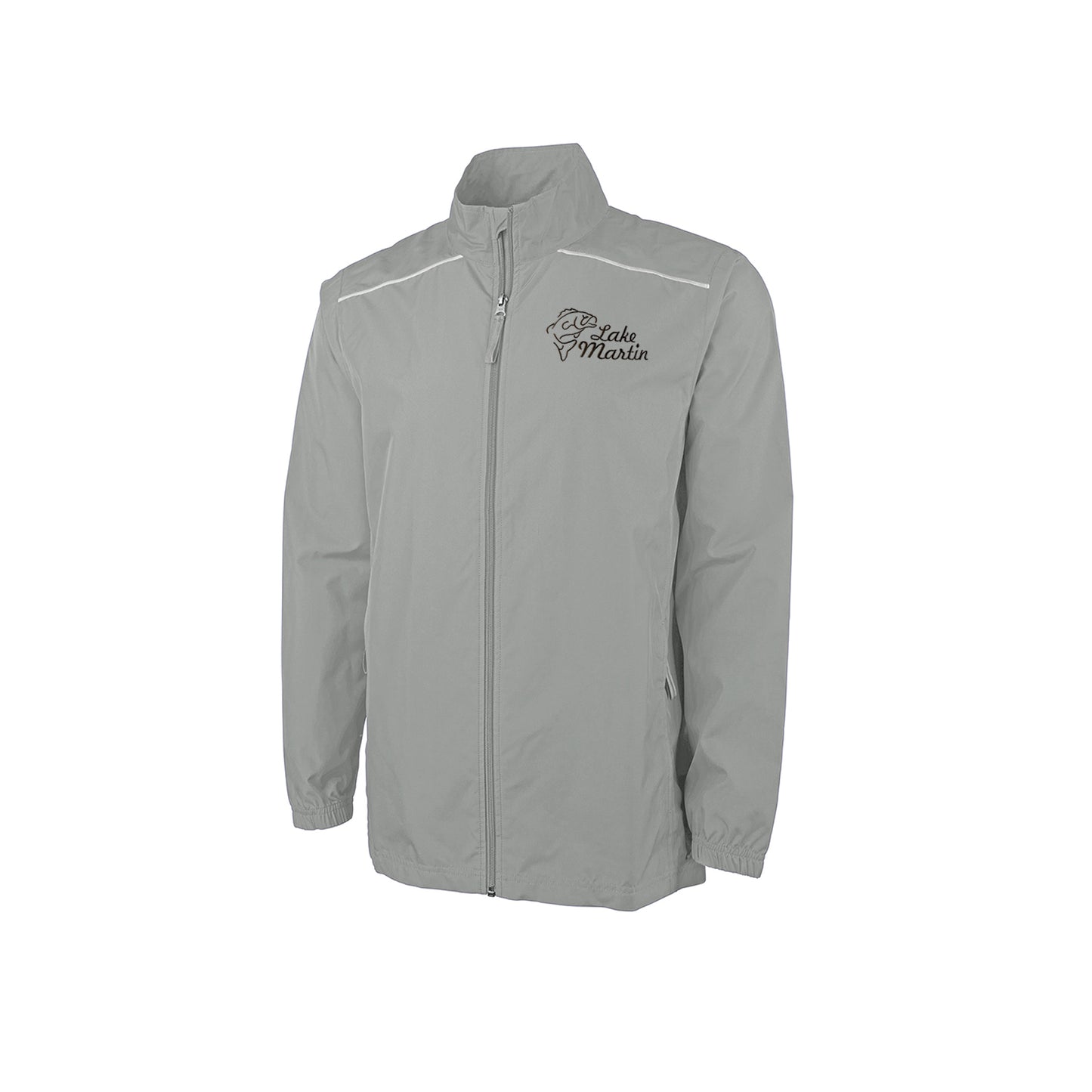 Men's Skyline Pack-N-Go Full Zip Jacket With Fishing Logo and Lake Name