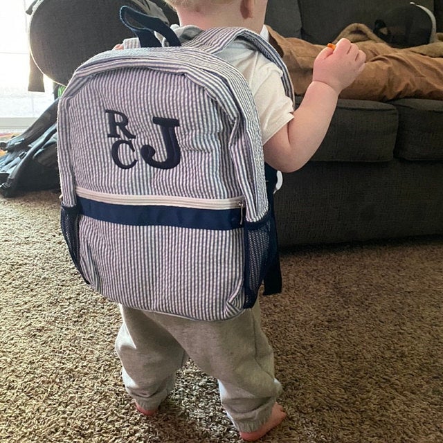 Seersucker Back Pack Personalized Backpack