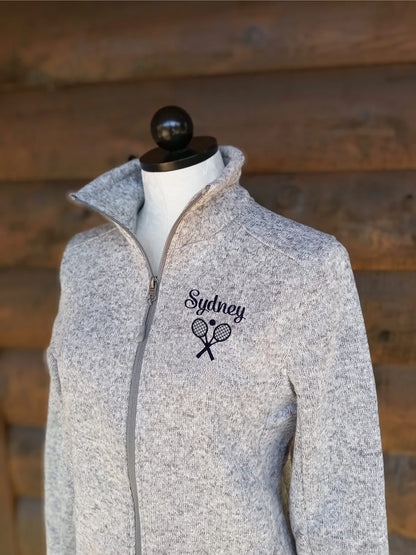 Ladies Personalized Tennis Knit Sweater Jacket