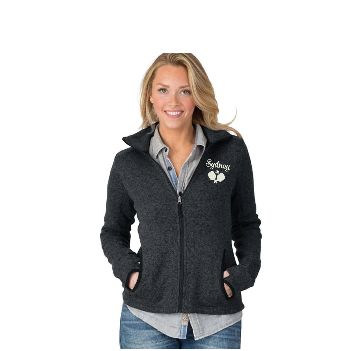 Ladies Personalized Pickleball Knit Sweater Jacket