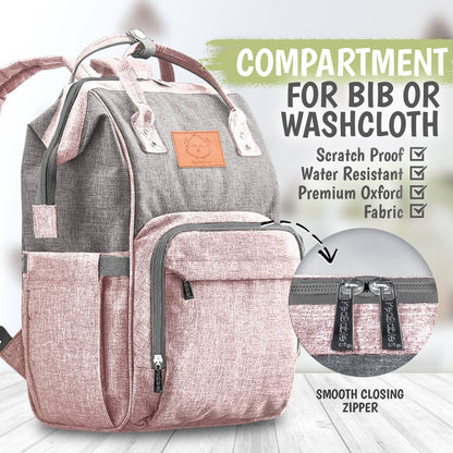 Pink Gray Diaper Bag Backpack with Monogram