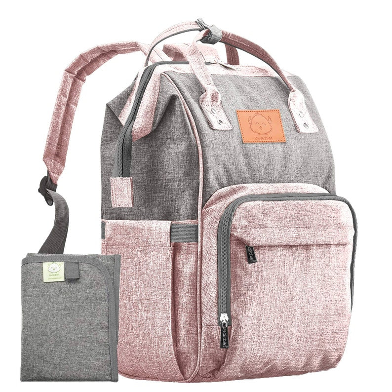 Pink Gray Diaper Bag Backpack with Monogram