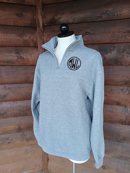 Quarter Zip Pullover Sweatshirt with Monogram