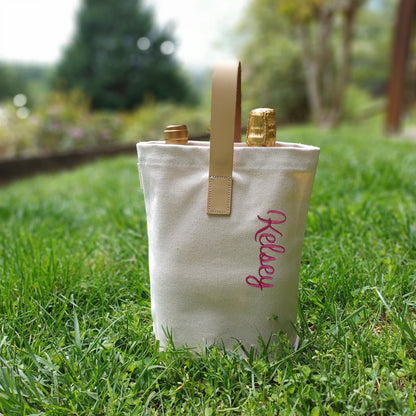 Personalized Wine Carrier Bag, Holds 2 Wine Bottles