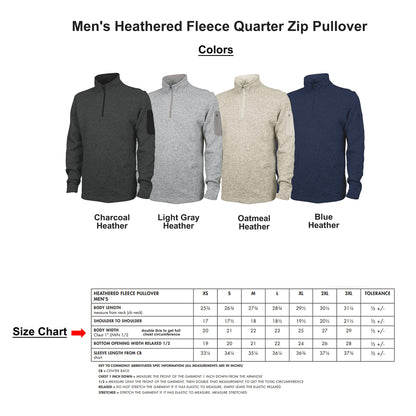 Men's Pickleball Heathered Fleece Quarter Zip Pullover