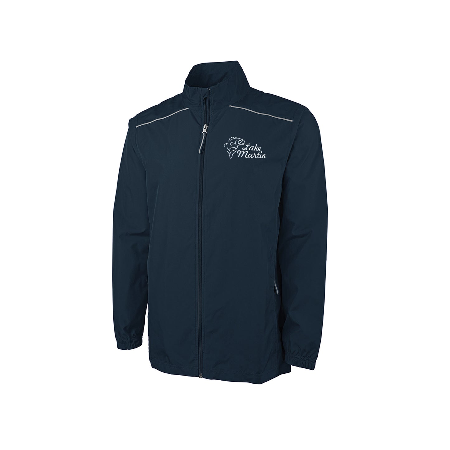 Men's Skyline Pack-N-Go Full Zip Jacket With Fishing Logo and Lake Name