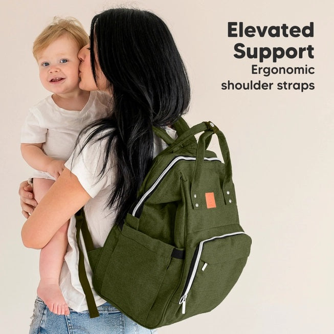 Green Diaper Bag Backpack with Monogram