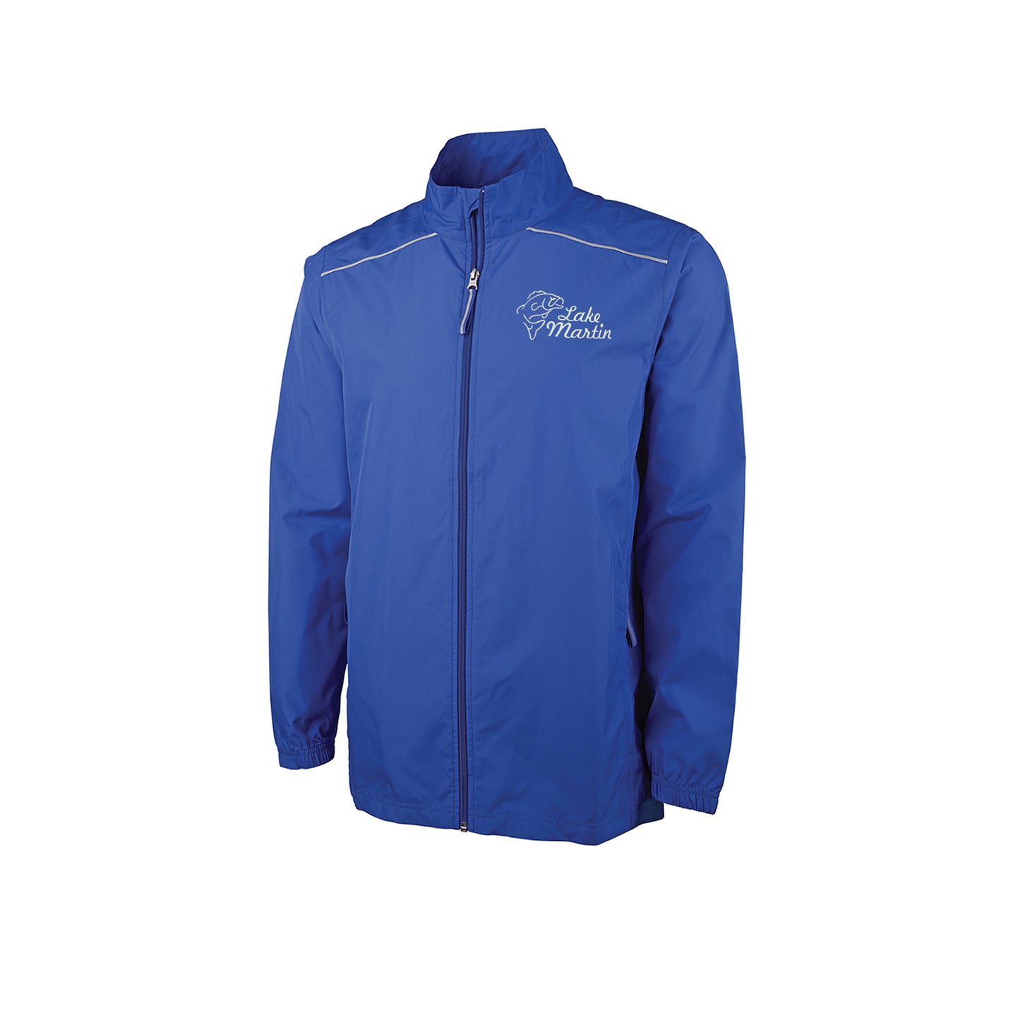 Men's Skyline Pack-N-Go Full Zip Jacket With Fishing Logo and Lake Name