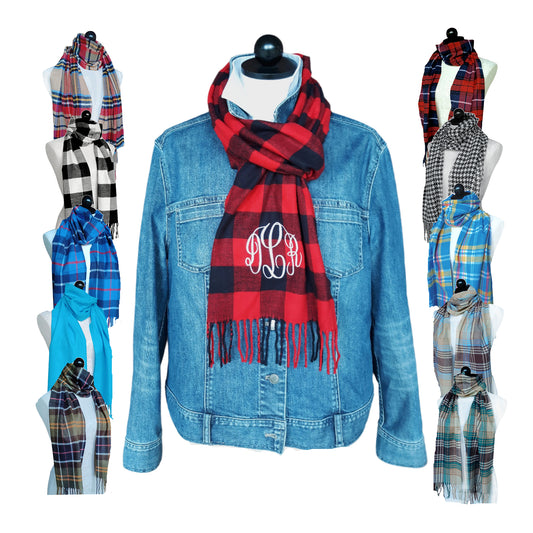 Plaid Scarf With Monogram