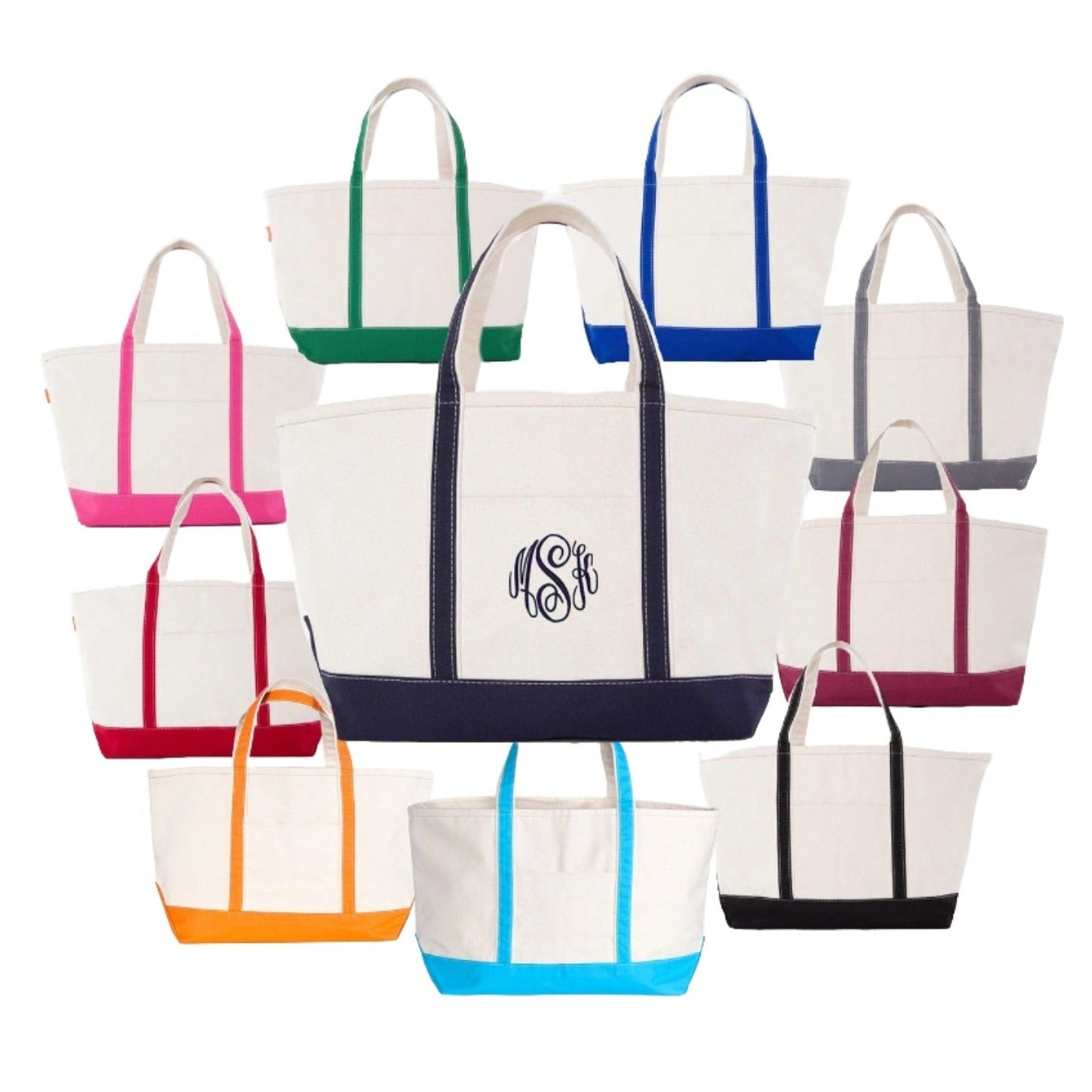 Monogrammed Zipper Top Canvas Tote Bag