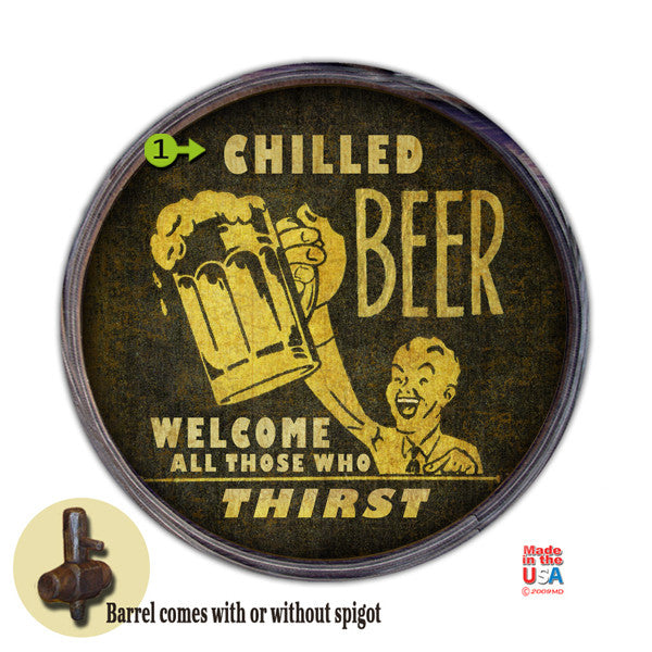 Personalized Barrel End Chilled Beer Sign