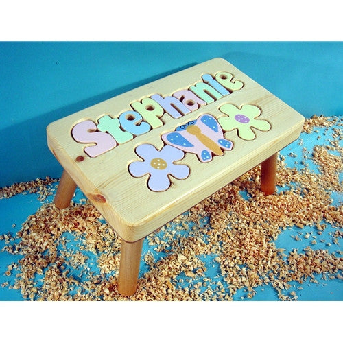 Personalized Wooden Puzzle Step Stool (order by Nov 1 store for holiday delivery)