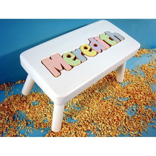 Personalized Wooden Puzzle Step offers Stool (order by Nov 1 for holiday delivery)