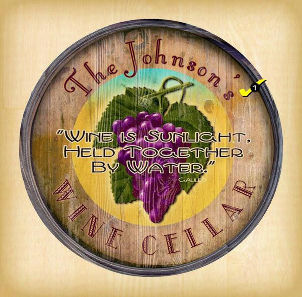 wine cellar barrel sign