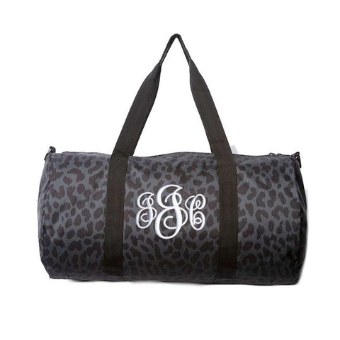 Medium travel bag in leopard-print Crespo with branded plate in