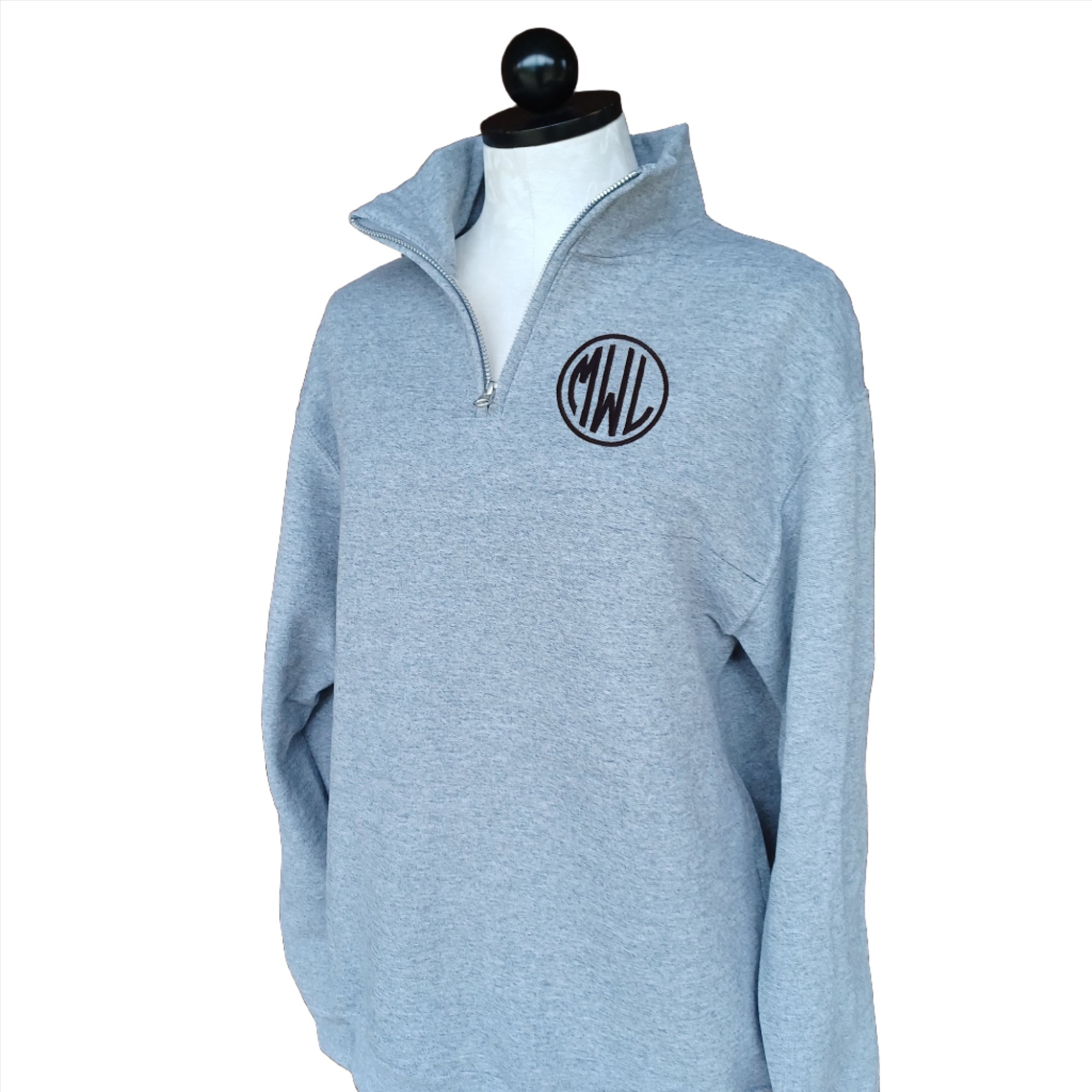 Quarter Zip Pullover Sweatshirt with Monogram