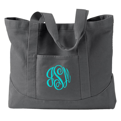 Monogrammed Canvas Tote Bag 5 colors Pretty Personal Gifts