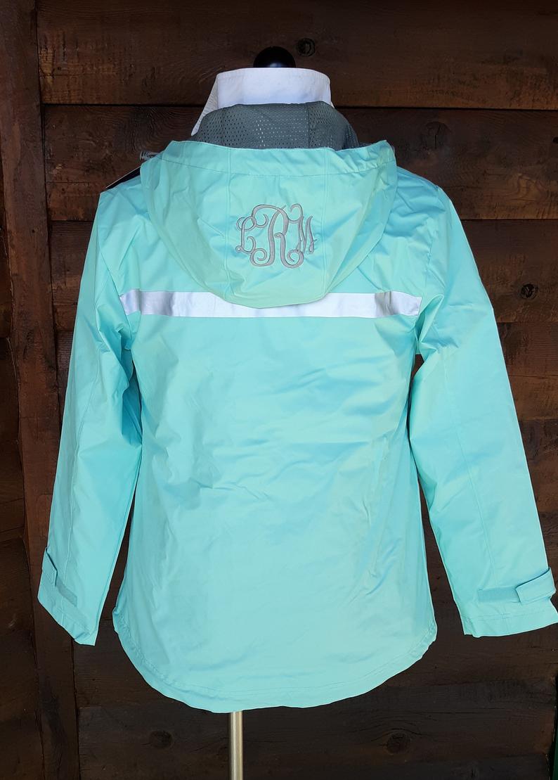 Monogrammed New Englander Rain Jacket in 11 colors Pretty Personal Gifts