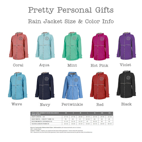 Monogrammed New Englander Rain Jacket 11 colors – Pretty Personal