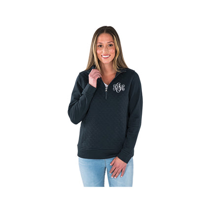 quilted quarter zip with monogram