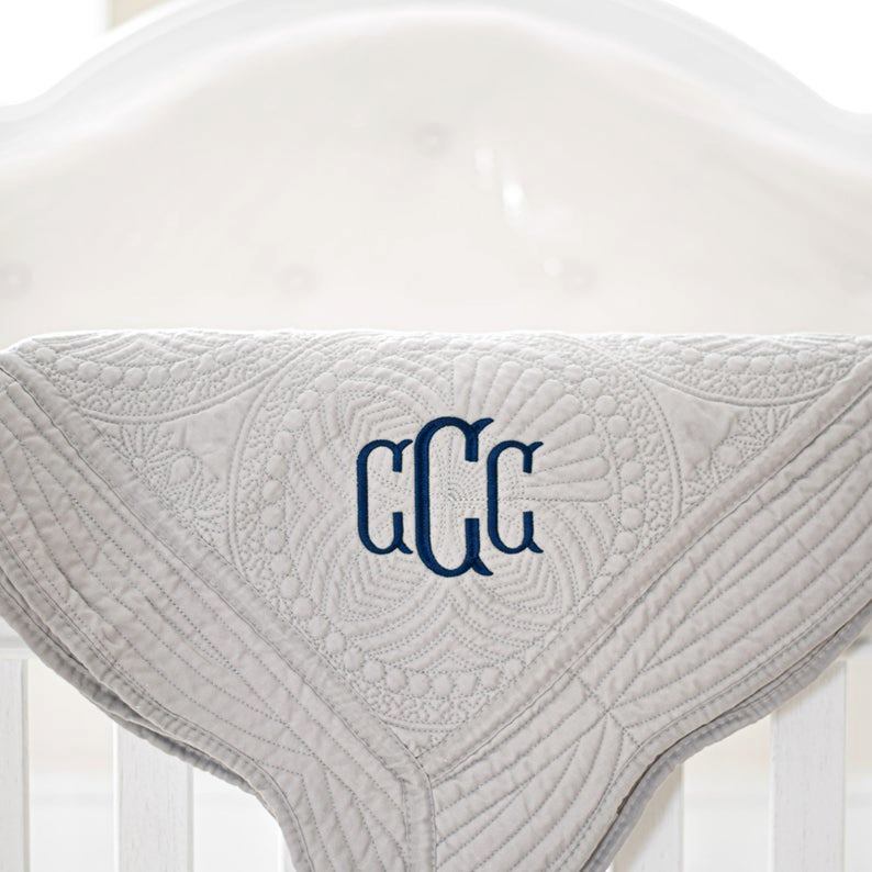 Monogrammed baby quilt best sale