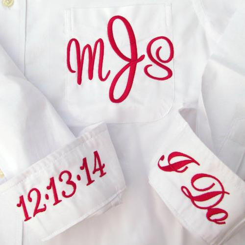 Monogrammed wedding button down shirt