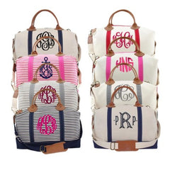 Monogrammed canvas weekender top bag